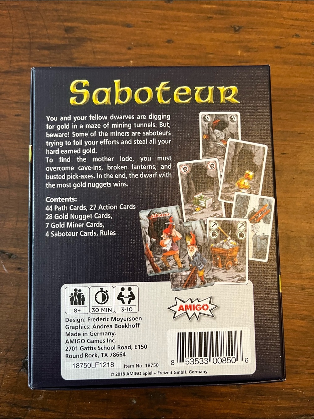 Saboteur Board Game - Colorful Gnome Artwork (Blue, Red, Green) - Picture 2 of 4